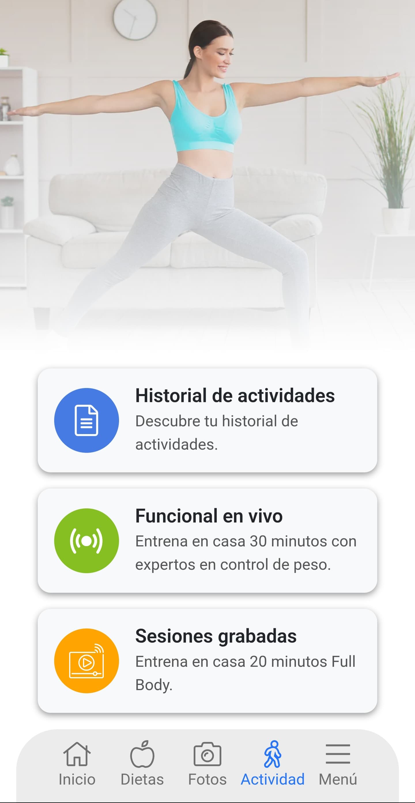 Vista del plan nutricional en NUTIMIND