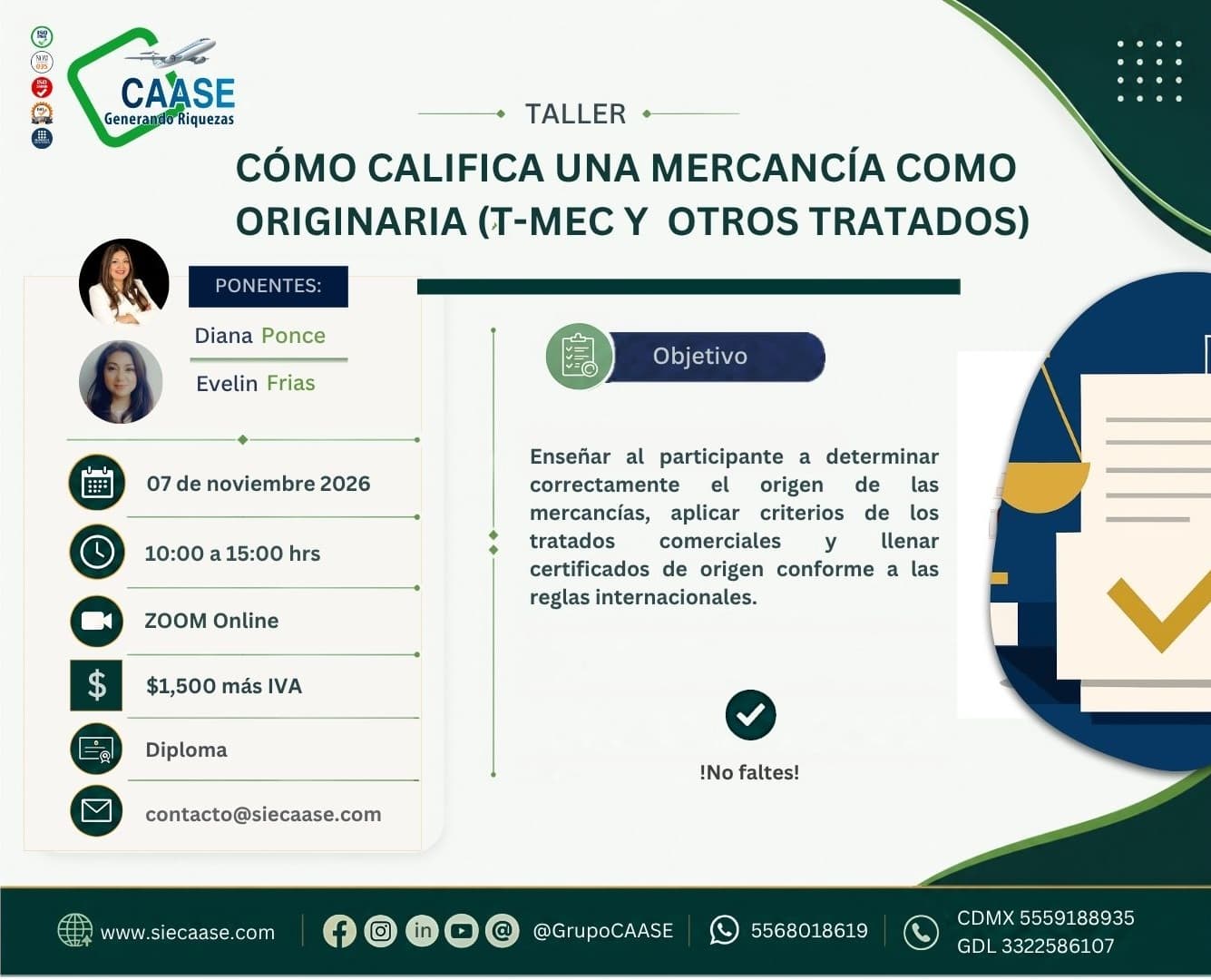 Taller"Cómo califica una mercancía como originaria (T-MEC y otros tratados) "