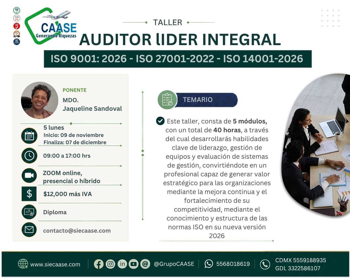 Taller: Prepárate para las nuevas versiones ISO 2026 | Taller Auditor Líder Integral