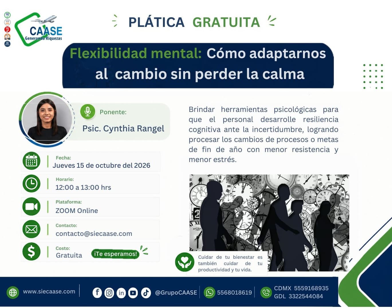 Plática gratuita " flexibilidad mental: cómo adaptarnos al cambio sin perder la calma"