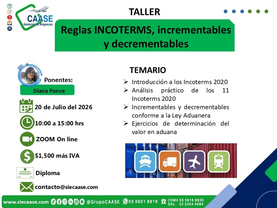 Taller "reglas INCOTERMS, incrementables y decrementables"